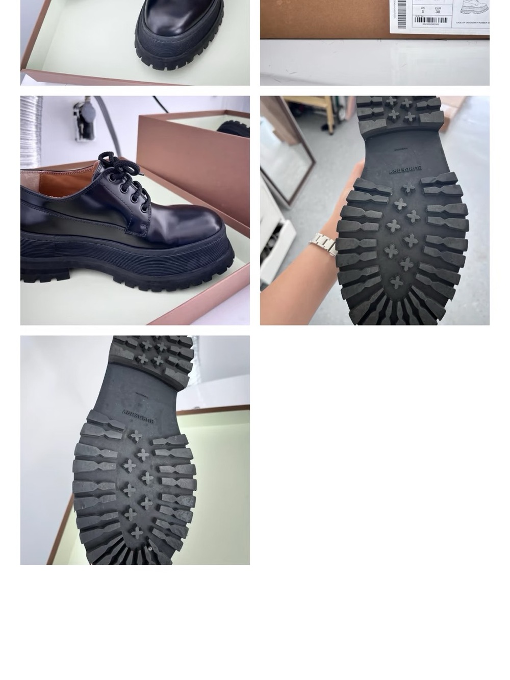 Burberry Black Leather Lace-Up Chunky Sole Boots